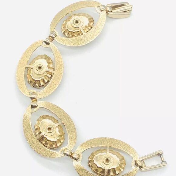 Vtg Unmarked SELRO SELINI? Yellow Amber Glass 4 Links Bracelet 7.25 - Picture 2 of 4